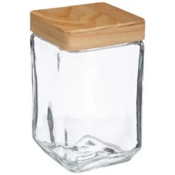 CONTENITORE IN VETRO CON COPERCHIO IN LEGNO 1.7LT