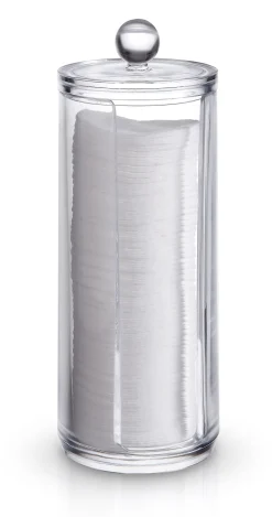 CONTENITORE PORTA DISCHETTI DI COTONE IN POLIRESINA TRASPARENTE D 7,5 H 20CM : vendita online CONTENITORE PORTA DISCHETTI DI COTONE IN POLIRESINA TRASPARENTE D 7,5 H 20CM in offerta