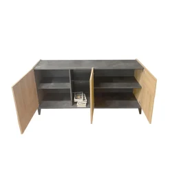 CREDENZA 3 ANTE NERO PORTLAND E RIVIERA OAK: vendita online CREDENZA 3 ANTE NERO PORTLAND E RIVIERA OAK in offerta