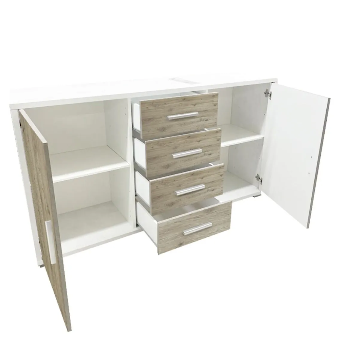 CREDENZA BIANCO E ROVERE RUSTICO