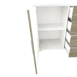 CREDENZA BIANCO E ROVERE RUSTICO
