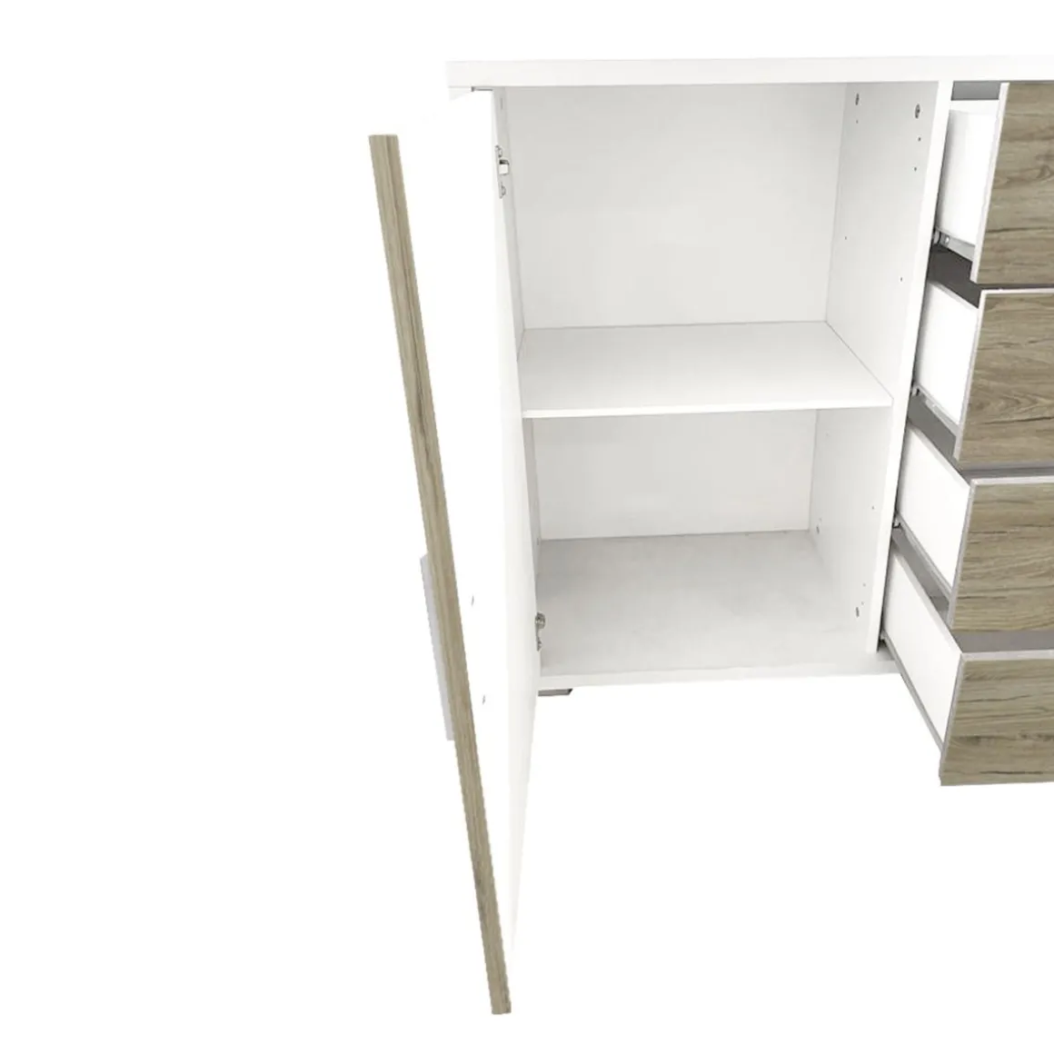 CREDENZA BIANCO E ROVERE RUSTICO