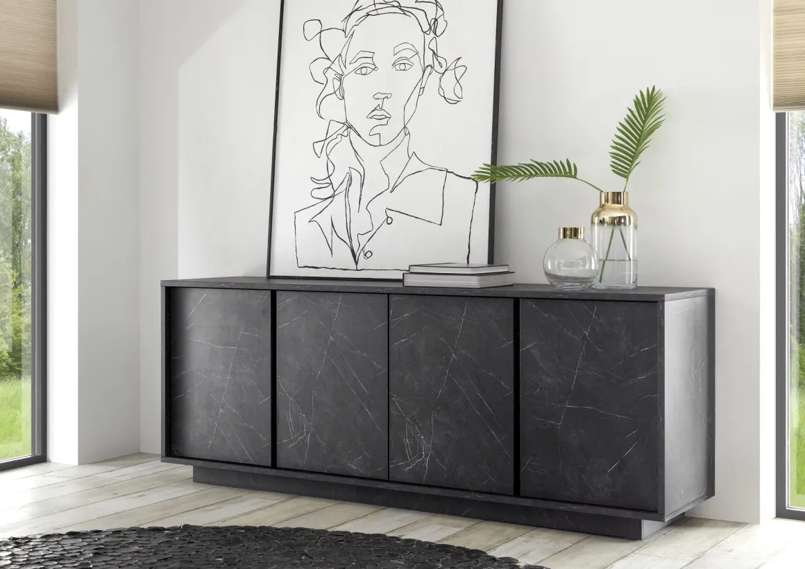 CREDENZA CARRARA EFFETTO MARMO NERO: vendita online CREDENZA CARRARA EFFETTO MARMO NERO in offerta