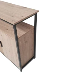 CREDENZA CM 120X35 H.80 ROVERE NODATO E METALLO NERO in vendita online