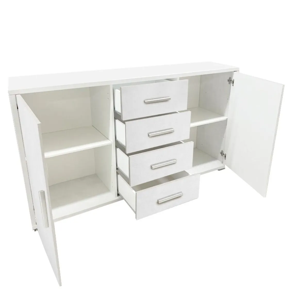 CREDENZA DUE ANTE E QUATTRO CASSETTI