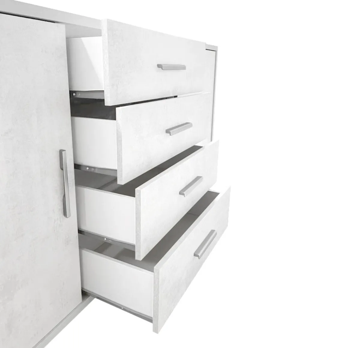 CREDENZA DUE ANTE E QUATTRO CASSETTI