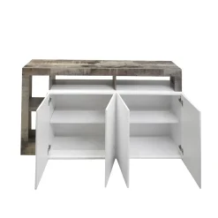 CREDENZA HAMBURG 4 ANTE BIANCO LUCIDO E PERO in vendita online