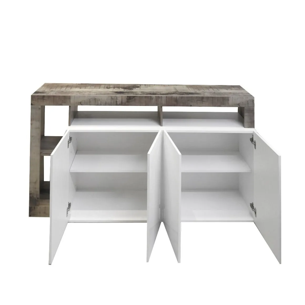 CREDENZA HAMBURG 4 ANTE BIANCO LUCIDO E PERO in vendita online