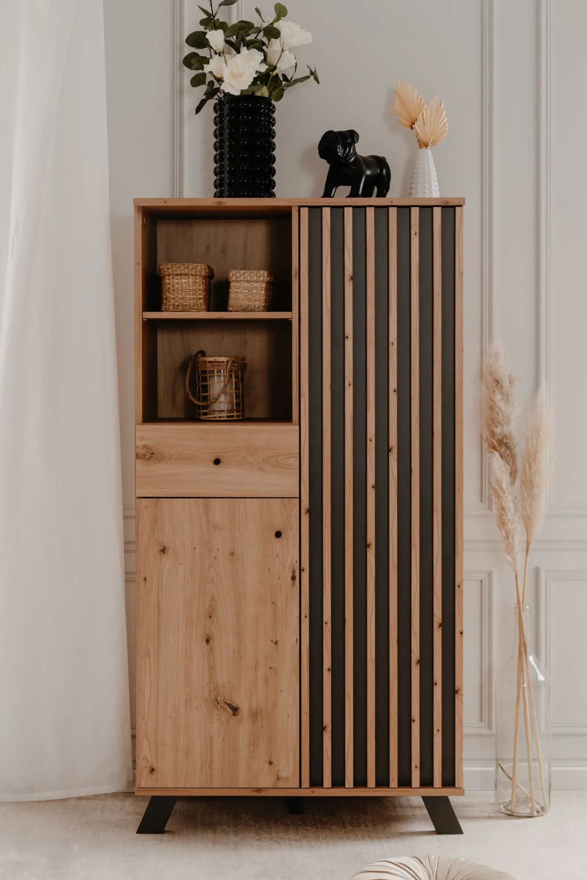 CREDENZA IN LAMINATO: CREDENZA MOD. MEDAN ARTISAN OAK E ANTRACITE