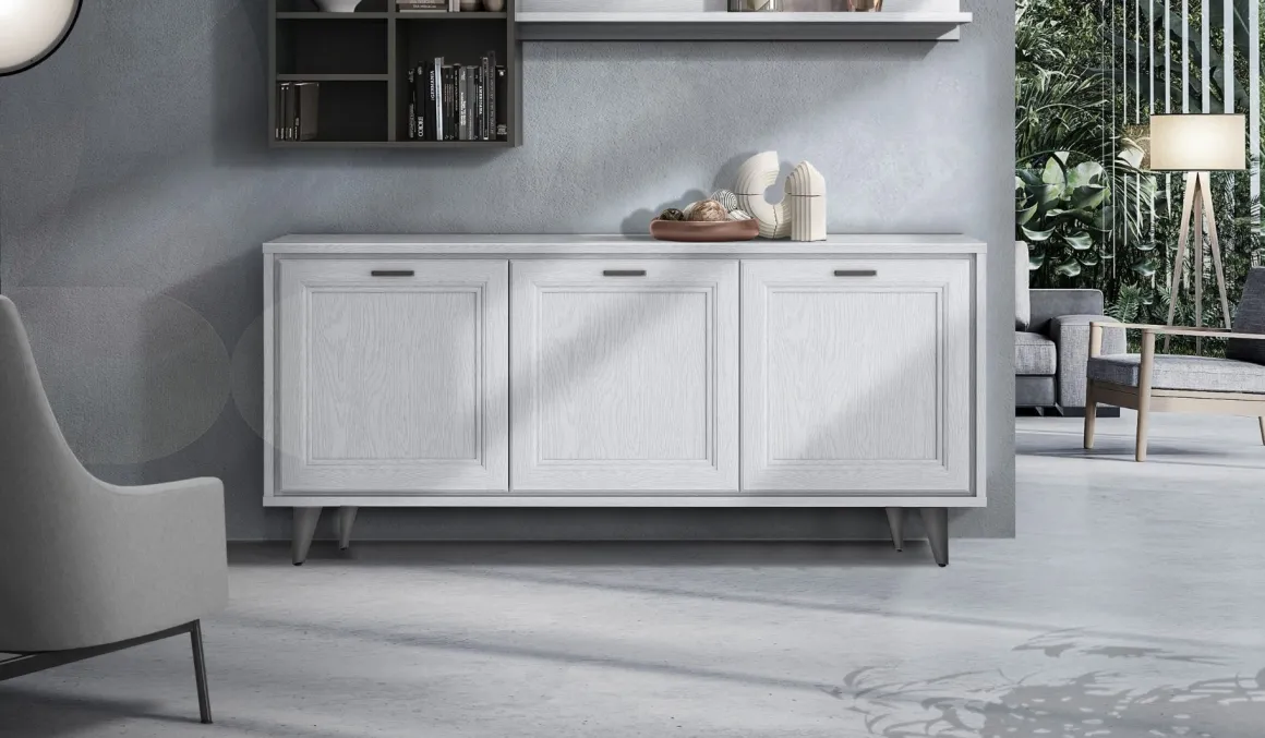 CREDENZA MOD. FOSTER CM 189X45 H.79 BIANCO FRASSINATO in vendita online
