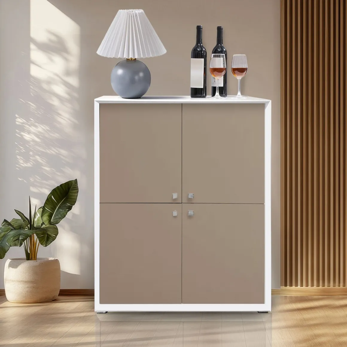 CREDENZA MOD. GIORNO PER GIORNO CM 105.6X45 H. 135.6 NUVOLA FRASSINO E FANGO LISCIO in vendita online