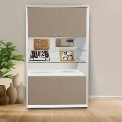 CREDENZA MOD. GIORNO PER GIORNO CM 105.6X45 H.167.6 NUVOLA FRASSINO E FANGO LISCIO in vendita online