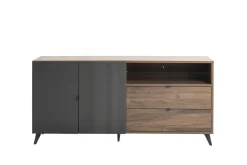 CREDENZA MOD. INFINITO CM 179.2X42.9 H.85 NOCE BRERA E GRIGIO TITANIO LUCIDO in vendita online