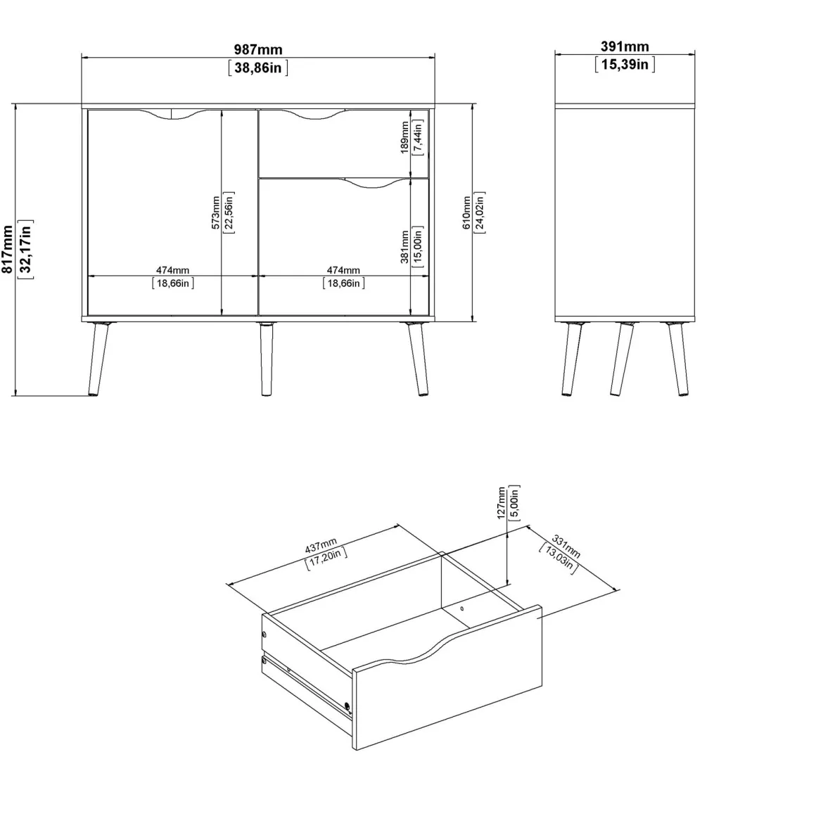 CREDENZA MOD. OSLO BIANCO OPACO E OAK: vendita online CREDENZA MOD. OSLO BIANCO OPACO E OAK in offerta