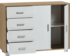 CREDENZA MOD. QUADRANTE NOCE STELVIO E OSSIDO BIANCO in vendita online