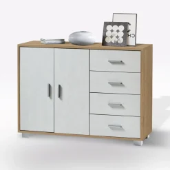 CREDENZA MOD. QUADRANTE NOCE STELVIO E OSSIDO BIANCO in vendita online