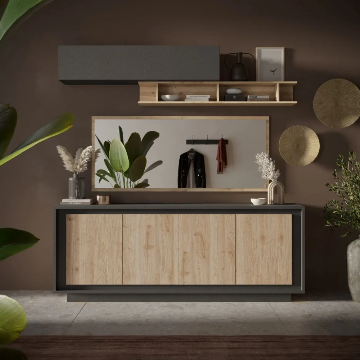 CREDENZA SKY 4ANTE CM 207X50 H. 80 LAVA/CADIZ in vendita online