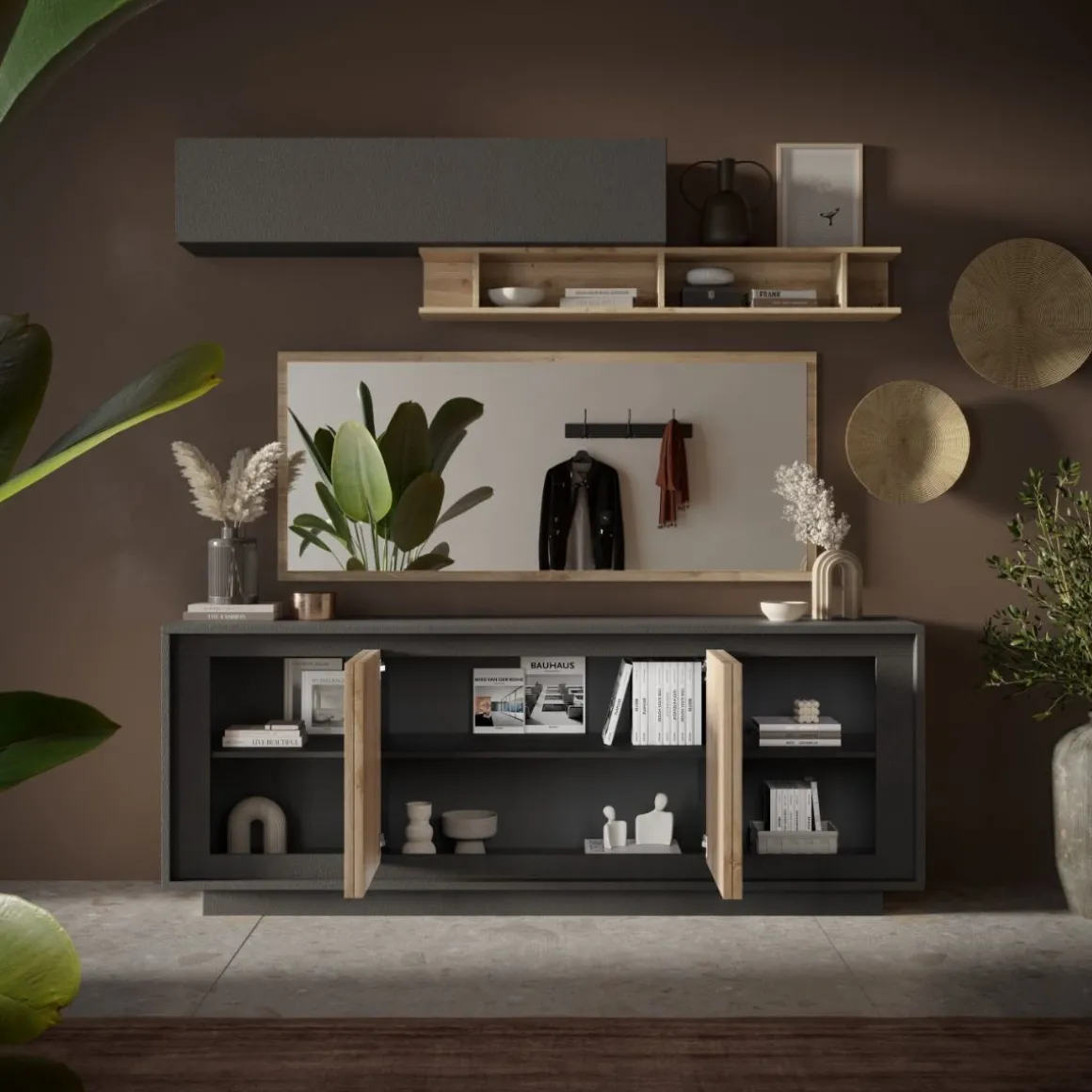 CREDENZA SKY 4ANTE CM 207X50 H. 80 LAVA/CADIZ in vendita online