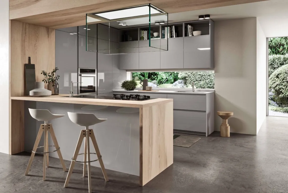CUCINA COMPLETA GRIGIO/LEGNO