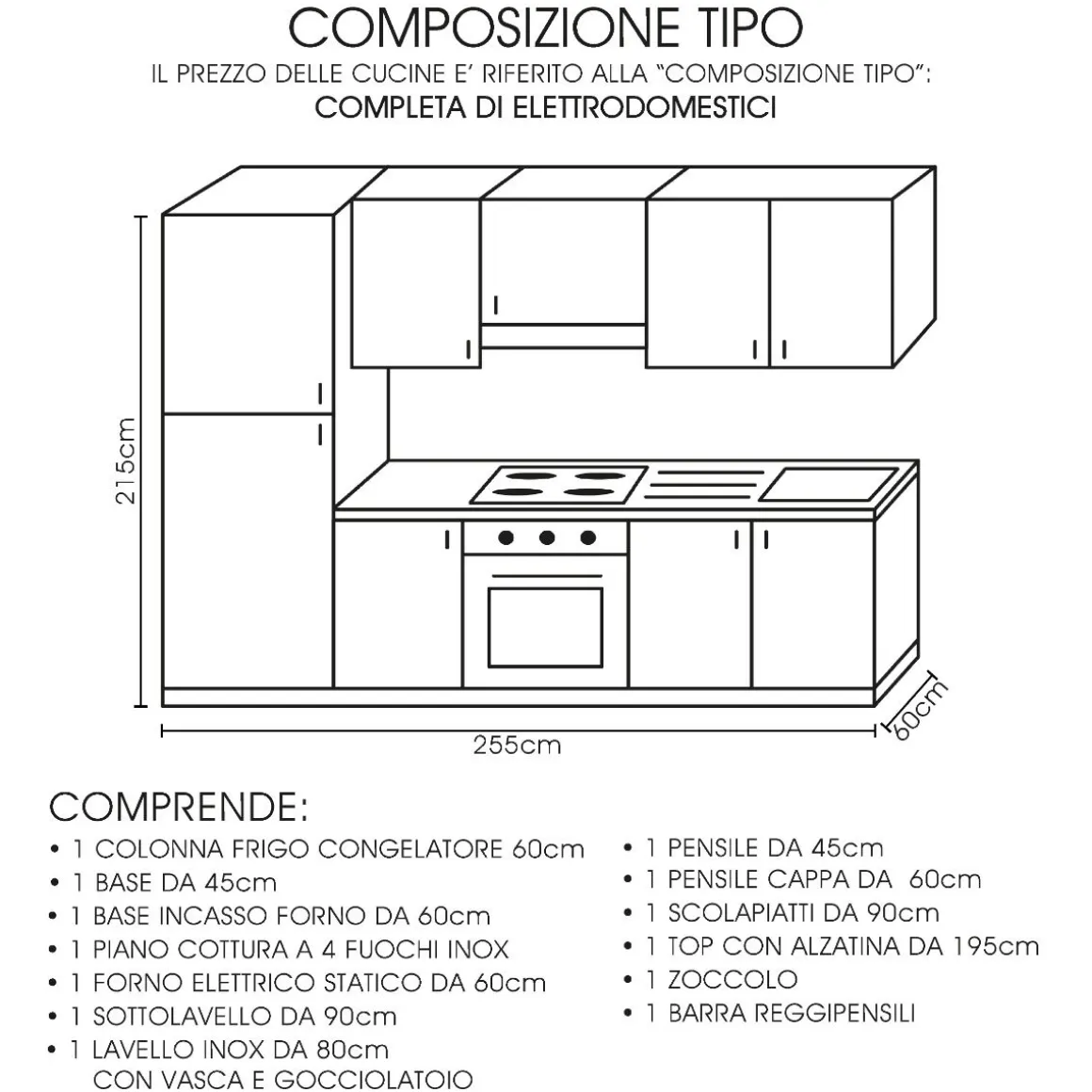 CUCINA COMPLETA GRIGIO/LEGNO