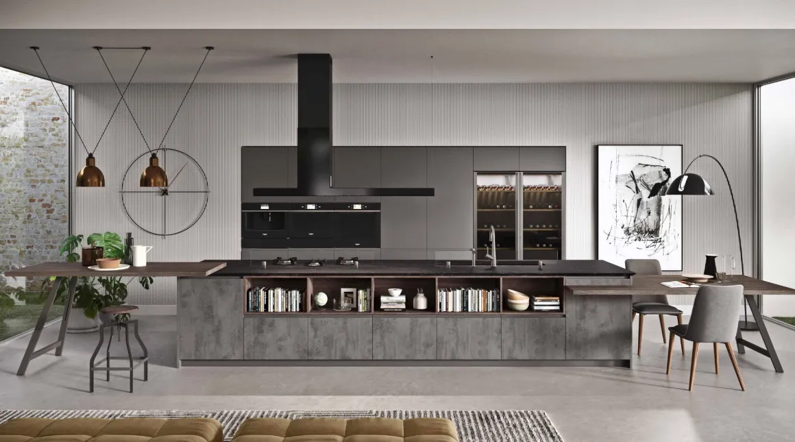 CUCINA COMPLETA GRIGIO/NERO
