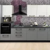 Cucina moderna completa di elettrodomestici 390cm: modello sky grey e ivory