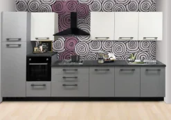 Cucina moderna completa di elettrodomestici 390cm: modello sky grey e ivory