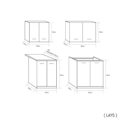 CUCINA COMPONIBILE CM 200 BIANCO E ROVERE ARTISAN