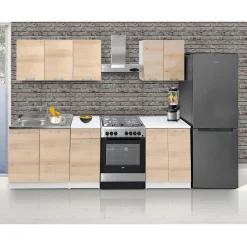CUCINA COMPONIBILE CM 240 BIANCO E ROVERE ARTISAN