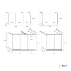 CUCINA COMPONIBILE CM 260 BIANCO E ROVERE ARTISAN