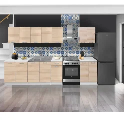 CUCINA COMPONIBILE CM 320 BIANCO E ROVERE ARTISAN