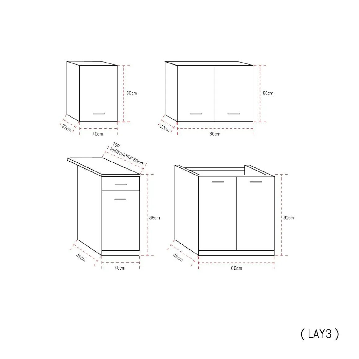 CUCINA COMPONIBILE CM 180 BIANCO E ROVERE ARTISAN
