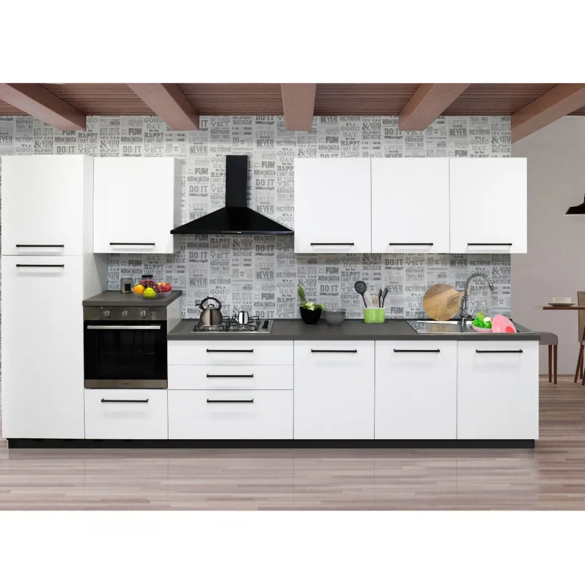 Cucina lineare moderna componibile: modello sky utopia bianca