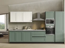 CUCINA MOD. DORA CM 363X60 H.216 VERDE OPACO E BIANCO OPACO PROMO CANCRO