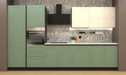 CUCINA MOD. DORA CM 363X60 H.216 VERDE OPACO E BIANCO OPACO PROMO ACQUARIO