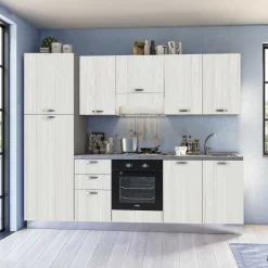 cucina moderna bloccata 255cm in rovere bianco