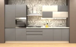 CUCINA MOD. KELLY CM 360X60 H.216 GRIGIO ACCIAIO E FRASSINO BIANCO PROMO VERGINE