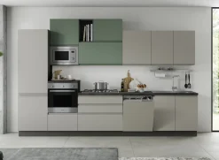 CUCINA MOD. KELLY CM 360X60 H.240 GRIGIO ACCIAIO E VERDE SALVIA OPACO PROMO GEMELLI