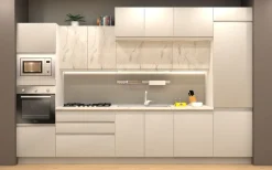 CUCINA MOD. KELLY CM 360X60 H.240 GRIGIO SASSO ED EFFETTO MARMO BIANCO PROMO TORO