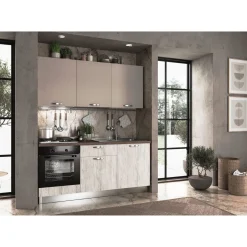CUCINA MOD.MIRA COMP. ALBA CM 180X60 H.216 ROVERE BIANCO E FANGO OPACO
