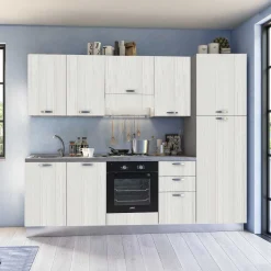 CUCINA MOD. MIRA COMP. TEA CM 255X60 H. 216 ROVERE BIANCO VERSIONE DESTRA