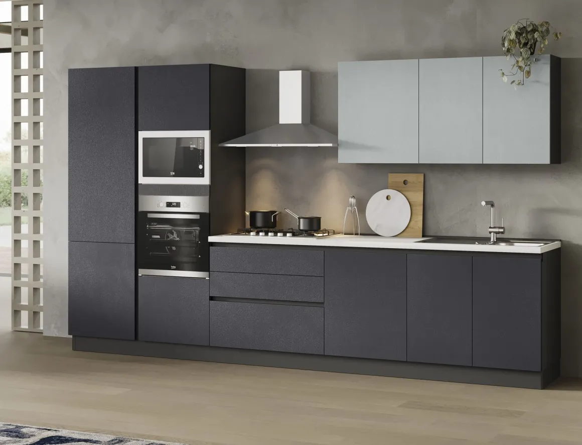 CUCINA MOD. SANDY CM 363X60 H.216 ANTRACITE POLVERE E GHIACCIO POLVERE PROMO CANCRO