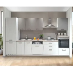Cucina Offerta Completa: Idea Cm 360x60 H. 216 Olmo Bianco E Utopia Piombo Versione Sinistra
