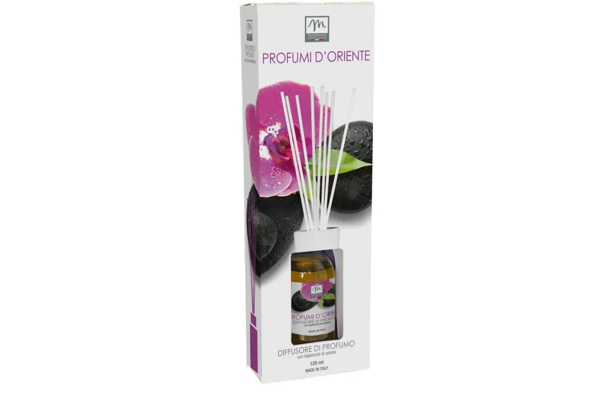 DIFFUSORE DI ESSENZA CON BACCHETTE IN COTONE 125ML PROFUMI D'ORIENTE: vendita online DIFFUSORE DI ESSENZA CON BACCHETTE IN COTONE 125ML PROFUMI D'ORIENTE in offerta