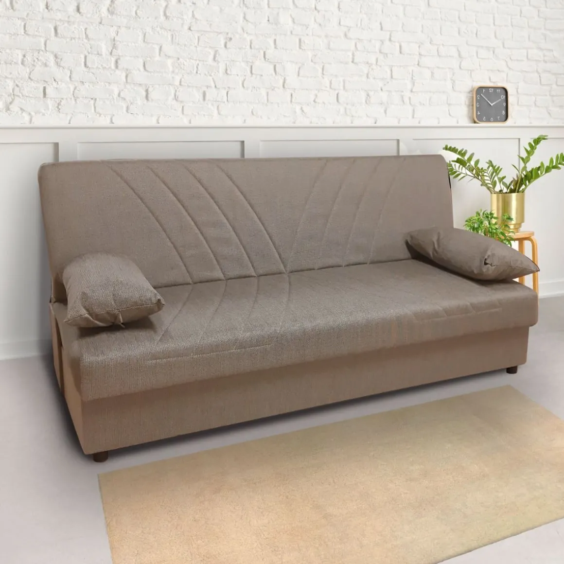 DIVANO LETTO FIJI CON CLIC CLAC IN TESSUTO BEIGE: vendita online DIVANO LETTO FIJI CON CLIC CLAC IN TESSUTO BEIGE in offerta