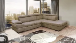 Divano ad Angolo: Divano Angolare con Penisola Nabuk Elephant e Beige
