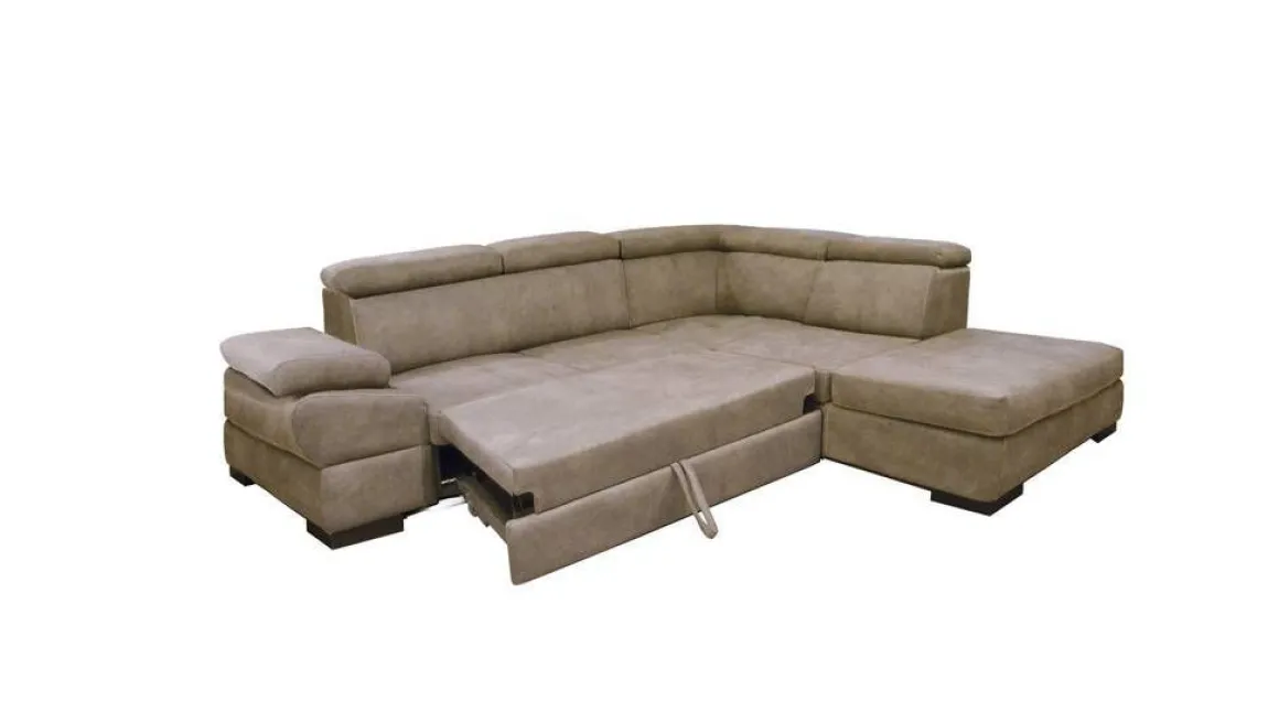 Divano ad Angolo: Divano Angolare con Penisola Nabuk Elephant e Beige