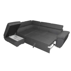 Divano Angolare con Pouff e Letto: Divano con Penisola e Contenitore Estraibile
