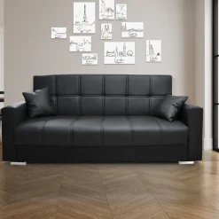 DIVANO LETTO ALBA CON APERTURA CLIC CLAC IN ECOPELLE NERA: vendita online DIVANO LETTO ALBA CON APERTURA CLIC CLAC IN ECOPELLE NERA in offerta