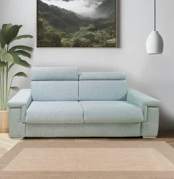 DIVANO LETTO IRIS CM 240 CON RETE ELETTROSALDATA IN TESSUTO ACQUA: vendita online DIVANO LETTO IRIS CM 240 CON RETE ELETTROSALDATA IN TESSUTO ACQUA in offerta